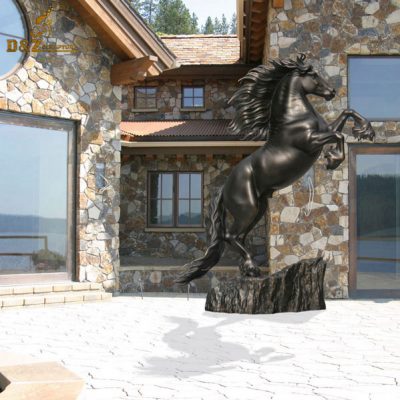 black life size metal horse