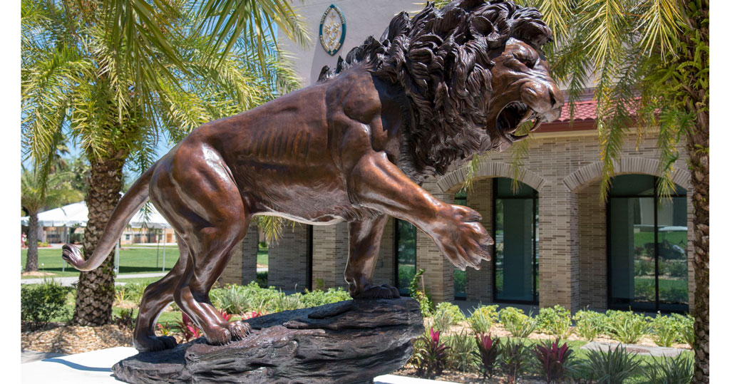 outdoor large metal lion statue