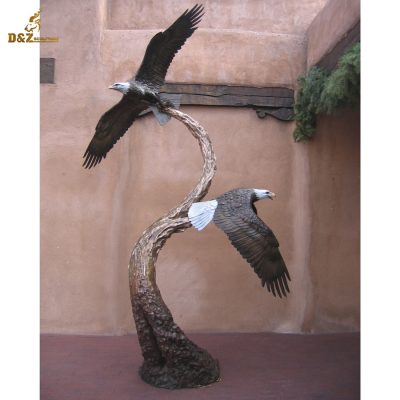 Couple of love bronze america bald eagle statues outdoor DZE-007