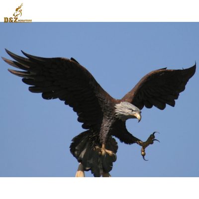 Open wings flying huge black decorative eagle sculptures DZE-019