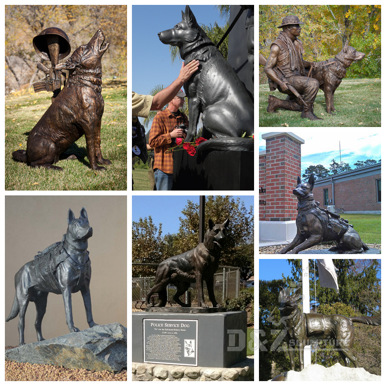 bronze-military working dog statues