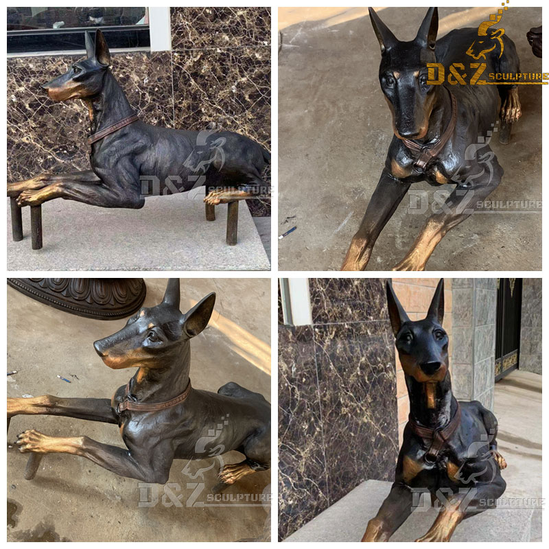 Life size custom made bronze Doberman statue for garden decoration DZD-005