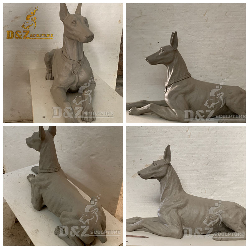 Life size custom made bronze Doberman statue for garden decoration DZD-005