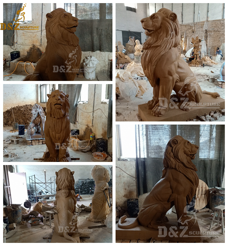 clay mold of custom made lion statue