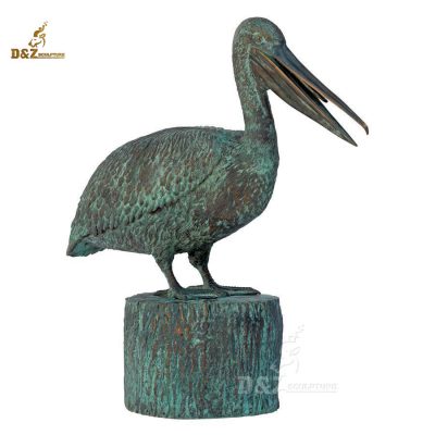 Small size patina surface painted pelican statue