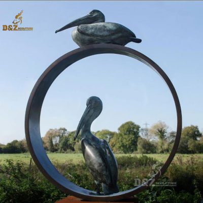 Factory custom made cast metal pelican statue