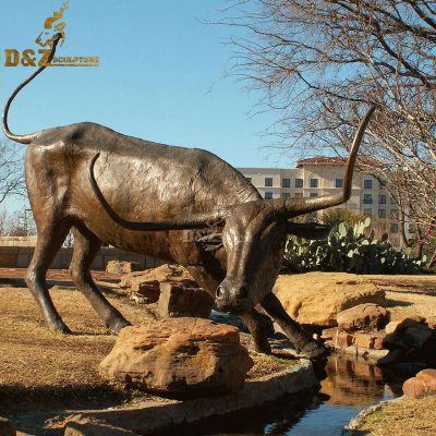 Lartge size bronze longhorn bull statue for sale