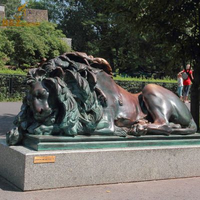 High quality metal bronze sleeping garden lions sculptures