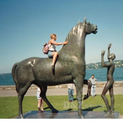 Best selling metal horse sculpture with man