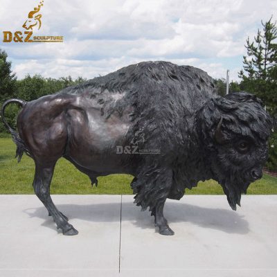 Modern life size metal bison statue newport beach