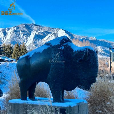 Very popular artwork bronze bison plaze outdoor decoration