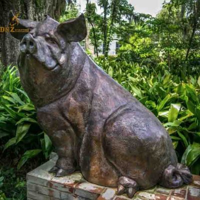 Best quality garden brass decor fat pig sculpture