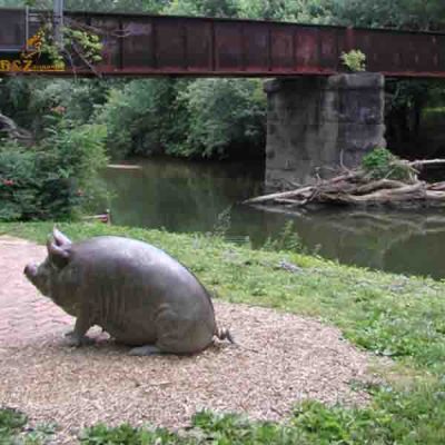 High quality bronze fat pig sculpture real size artwork