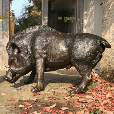 Life Size Bronze Wide Boar Sculpture Metal Cast For Garden Decoration