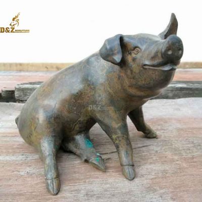 Garden metal bronze brass life size pig statue sculpture