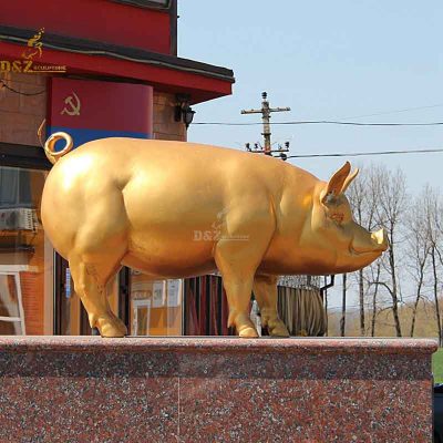 Interesting hot sale gold bronze pig sculpture for decor