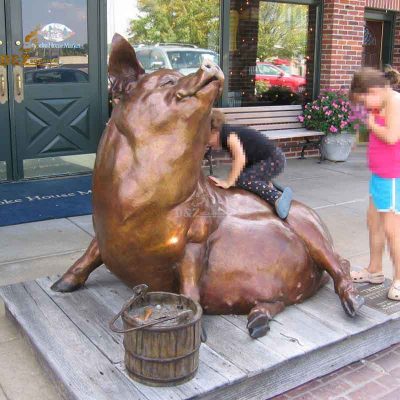 Street hot product large bronze pig sculpture for sale