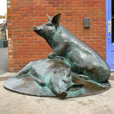 hand made park decoration life size bronze pig sculpture brass pig for sale