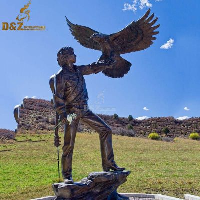 Life Size Bronze Flying Eagle Winged Art Sculpture Large Copper Vulture Sculpture