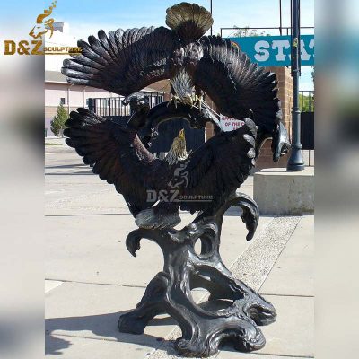 Park Yard Decoration Big Size Large Bronze Eagle Spreading Wings Sculpture