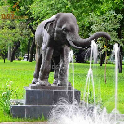 Large outdoor animal statue antique bronze elephant water fountain sculpture