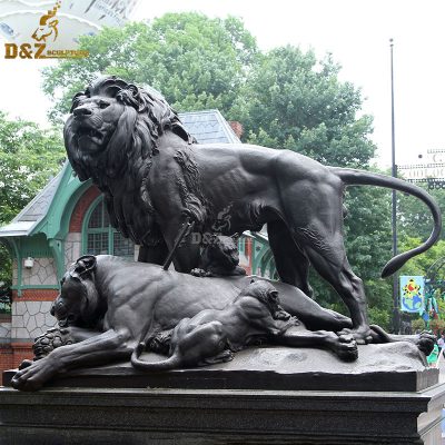 outdoor large metal bronze sitting lion statue sculpture for sale