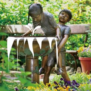 high quality life size bronze casting children fountain sculpture