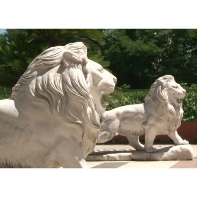 Decorative garden outdoor pair white lion statue for sale DZL-D485