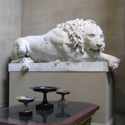 Garden luxury marble life size carved chatsworth lion sculpture DZL-D488