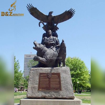 Large park memorial art design bronze eagle statue outdoor DZE-D455