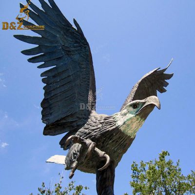 School garden decor factory professional custom large outdoor bronze eagle statues DZE-D468