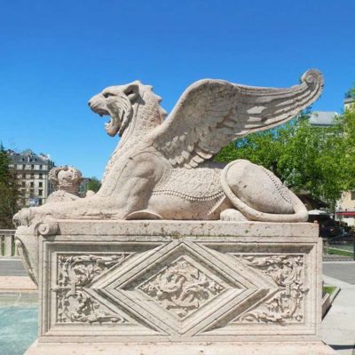 factory professional custom marble design large winged lion statue for sale DZL-D481