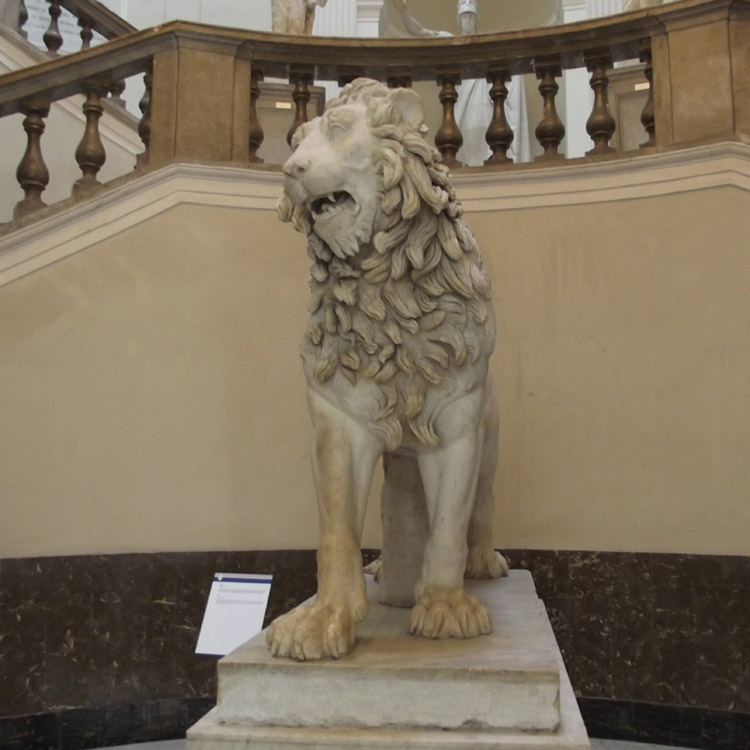 Life size marble carved museum decor famous lion sculpture in italy DZL-D505