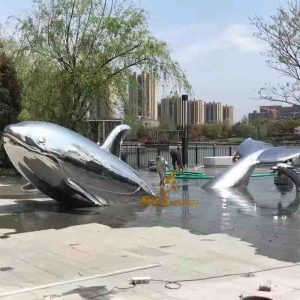 stainless steel whale sculpture