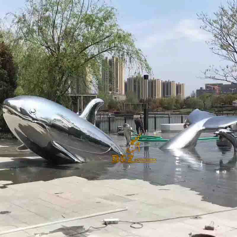 stainless steel whale sculpture