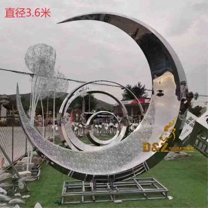 steel crescent moon sculpture