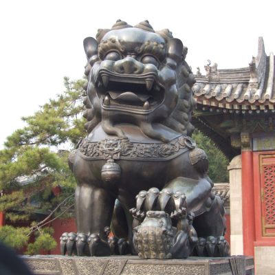 Chinese animal decor palace decor bronze casting foo lion statue DZL-D565