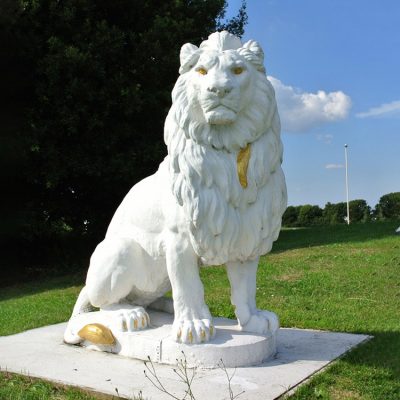 Factory custom made real size outdoor hot sale marble lion garden statues DZL-D513