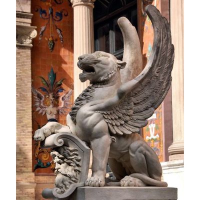 Famous palace decoration large size winged outdoor lion statue DZL-D512