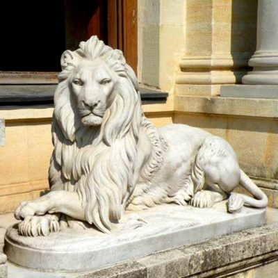 Hand carved best manufacturer wholesale marble statue of a lion DZL-D556