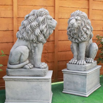 Hand carved modern western popular design marble lion statue house DZL-D535