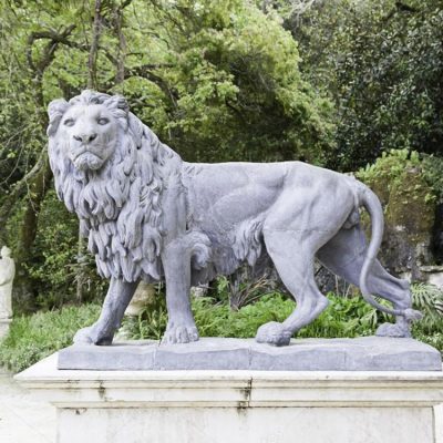 Luxury garden stone animal ornaments hot sale marble lion statue price DZL-D554