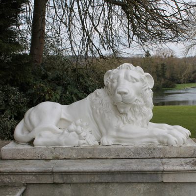 Real size manufacturer wholesale modern design marble sitting lion garden statue DZL-D527