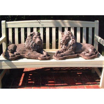 Sunset red marble carving best sell life size stone lion statues for driveway DZL-D524