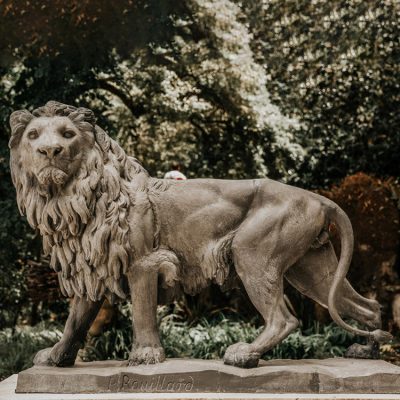 Wholesale large size natural marble custom lion front door statues DZL-D533