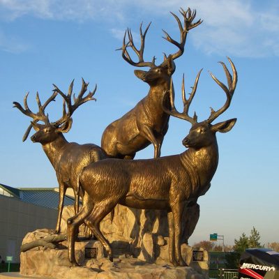 Hot sale animal design factory custom deer statue bronze for outdoor decoration DZD-D607