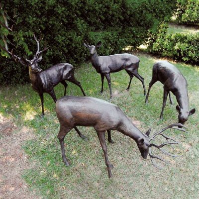 Factory professional custom made garden lawn decor deer family bronze statue DZD-D625