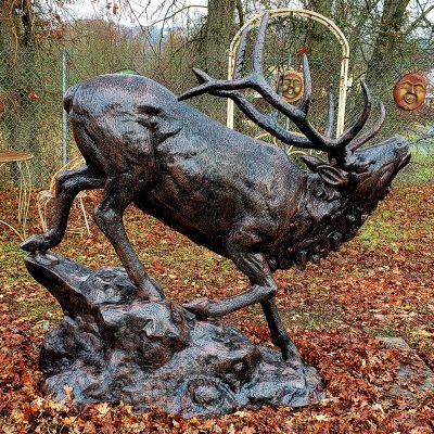 Strong zoo decoration wild animal casting elk sculpture bronze DZD-D628