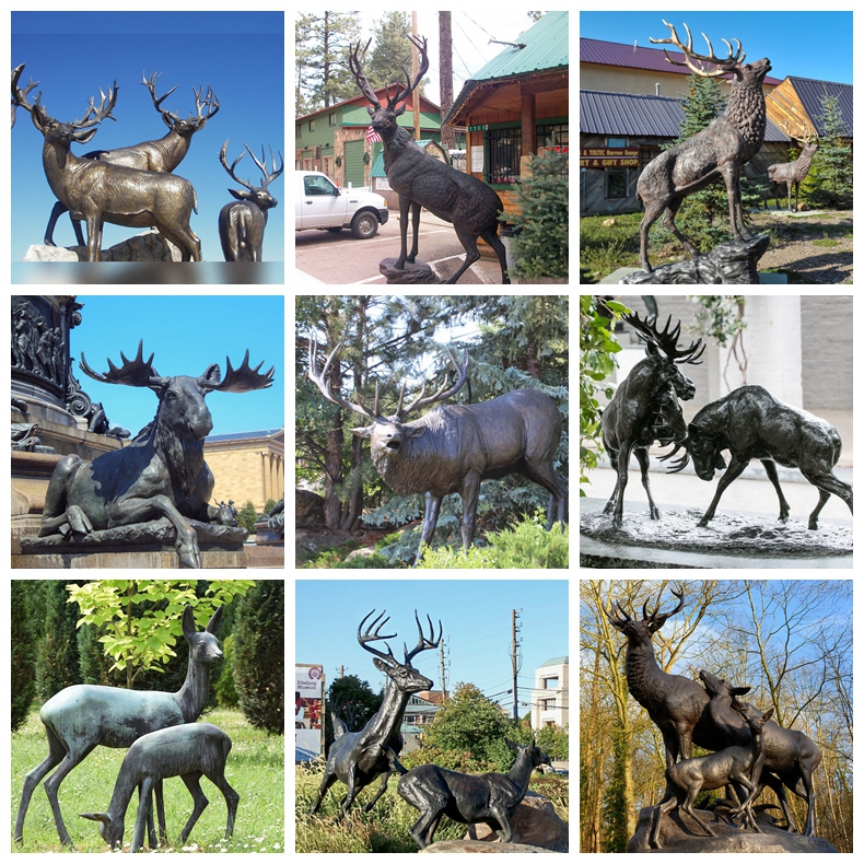 Famous outdoor metal artwork real size elk bronze sculpture DZD-D631