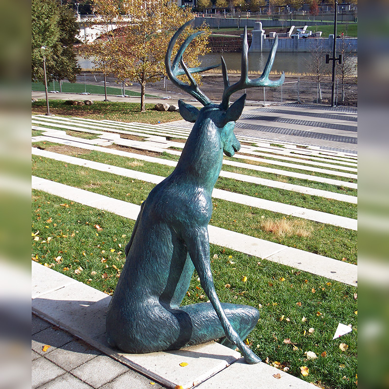 Interesting outdoor street ornaments high quality art crafts bronze garden decor deer DZD-D633